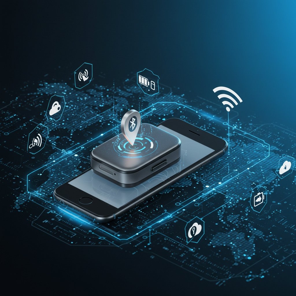 trackr.fr tech represnting by a blooth and GPS trackig system